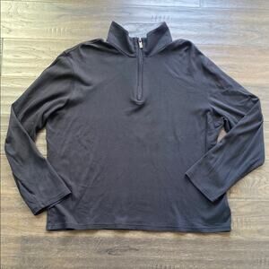 MICHAEL KORS Quarter-Zip Knit Top Mens Sz Large Black Classic Long Sleeve
